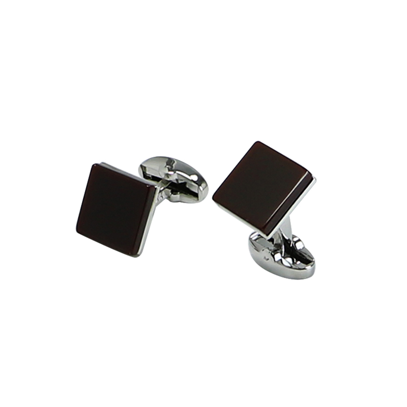 Brwon Onyx Square Camisas Simples Cuff Links