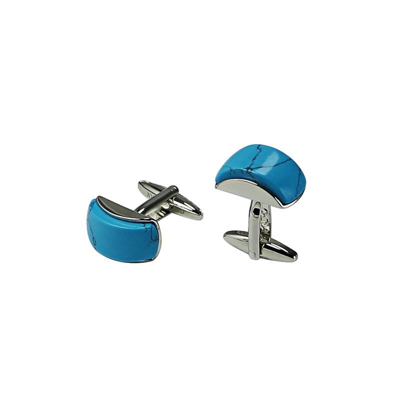 Parâmetros Masculinos Turquoise Domed Rectangle Cuff Links