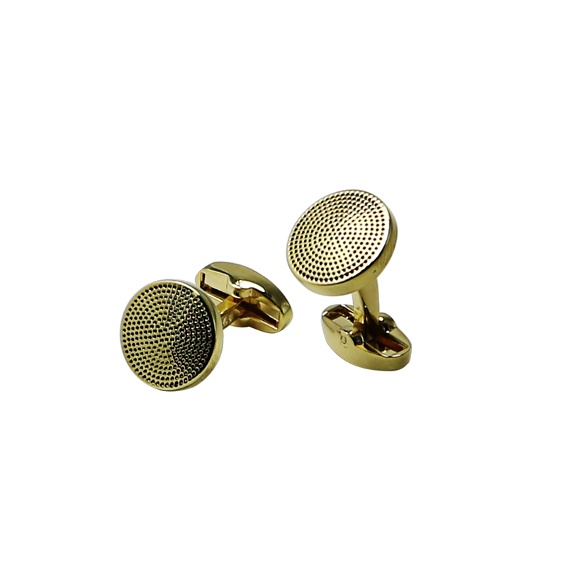 Round Dots 18K Gold Plated Cuff Links