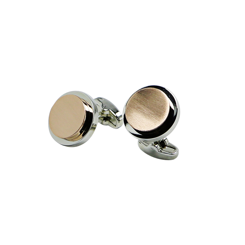2 Tons Brushed Engrave Round Cuff Links