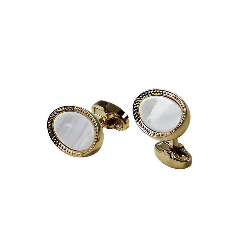Shell Pearl Gold Plated Cuff Links Personalizados